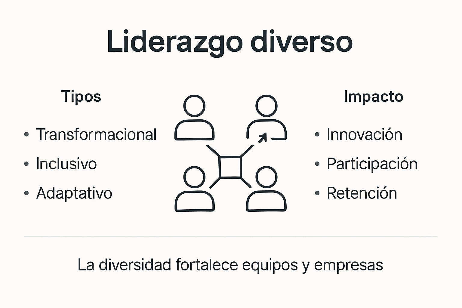 Infografía sobre los diferentes estilos de liderazgo y su impacto en la diversidad