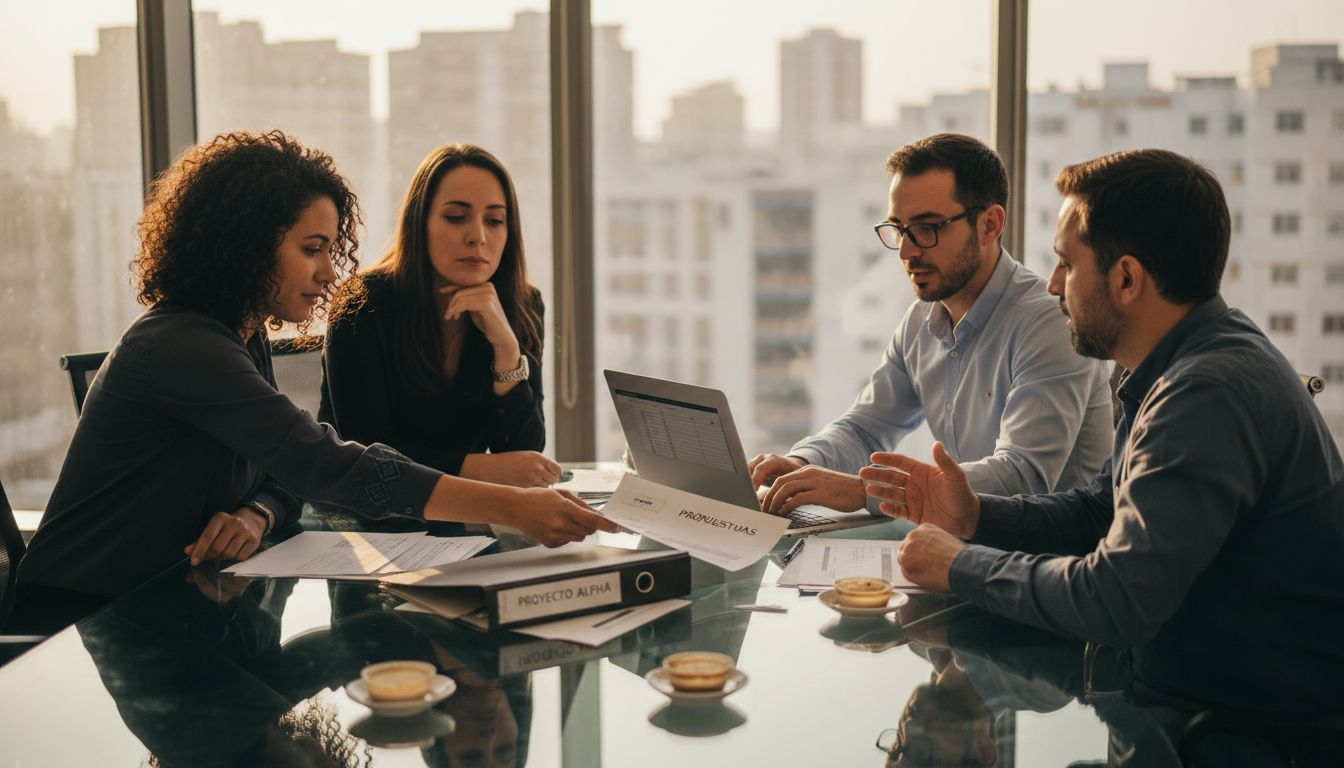 Un grupo de trabajo organizándose juntos para distribuir las responsabilidades.