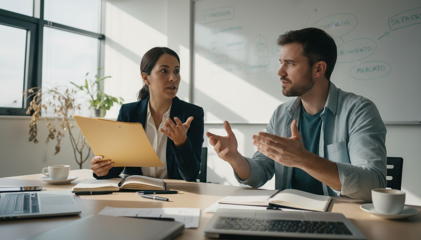 Equipo de trabajo conversando sobre cómo mejorar la comunicación interna
