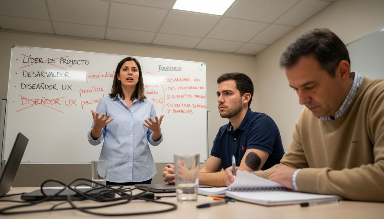 El equipo define responsabilidades durante una reunión