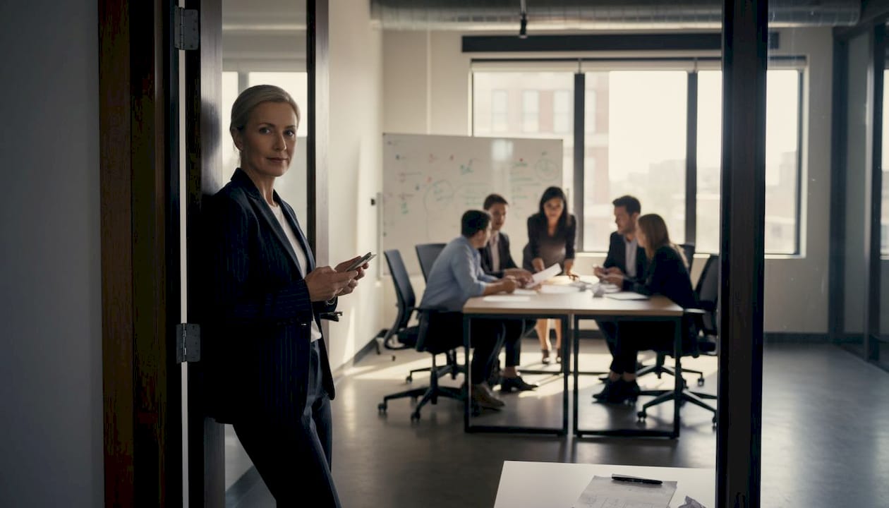 El líder observa atentamente a su equipo durante una reunión en la sala de juntas.