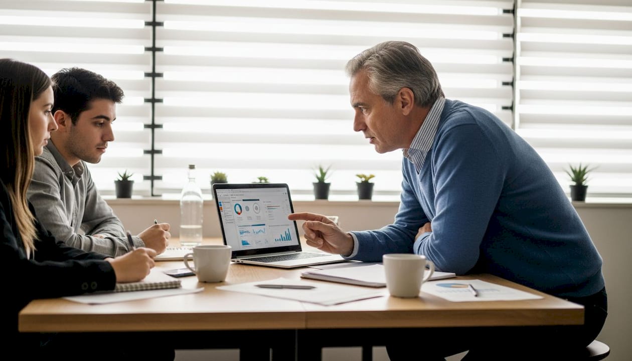 Un líder guiando a su equipo mientras trabajan juntos en un proyecto