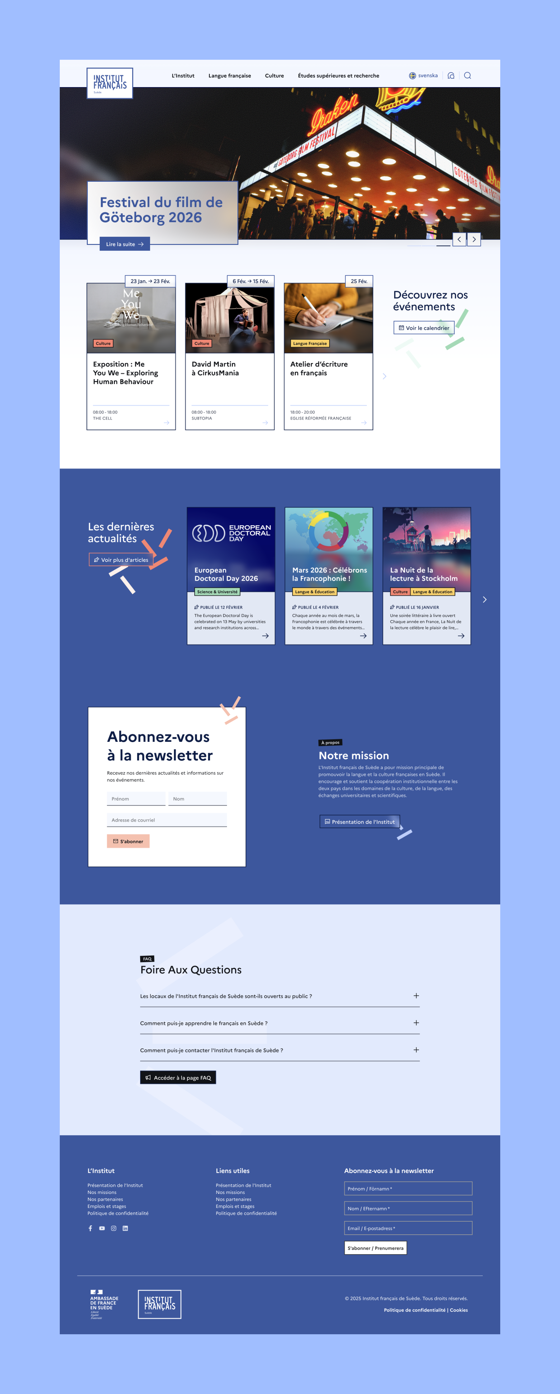 Institut français de Suède website redesign