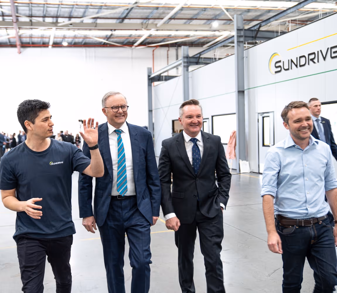 Prime Minister The Hon. Anthony Albanese MP and Minister for Climate Change and Energy, The Hon. Chris Bowen MP, officially opened SunDrive’s solar manufacturing pilot production and commercialisation facility in Kurnell, NSW, today.