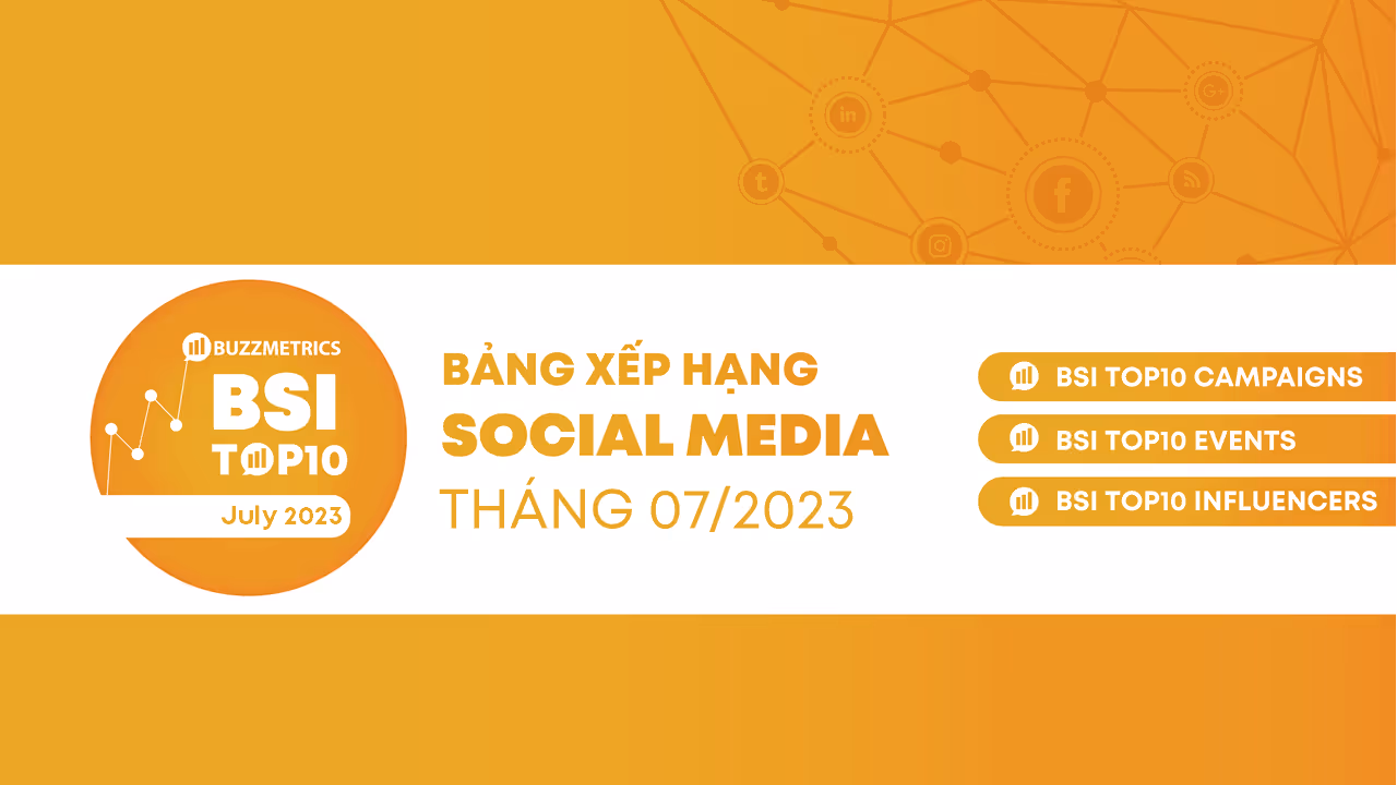 BSI Top10: Bảng xếp hạng social media tháng 07/2023