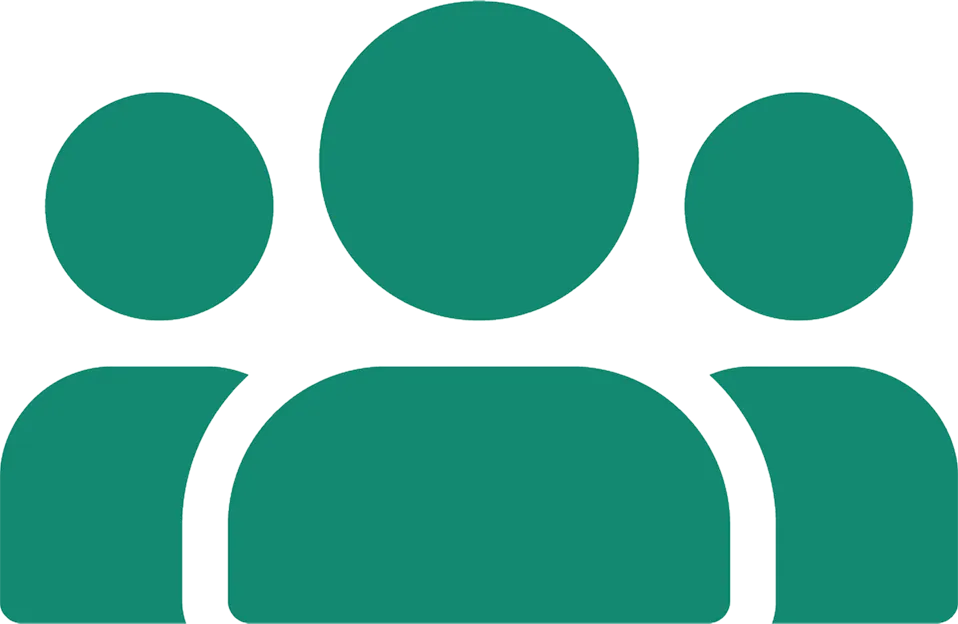 A green icon of a group of people.