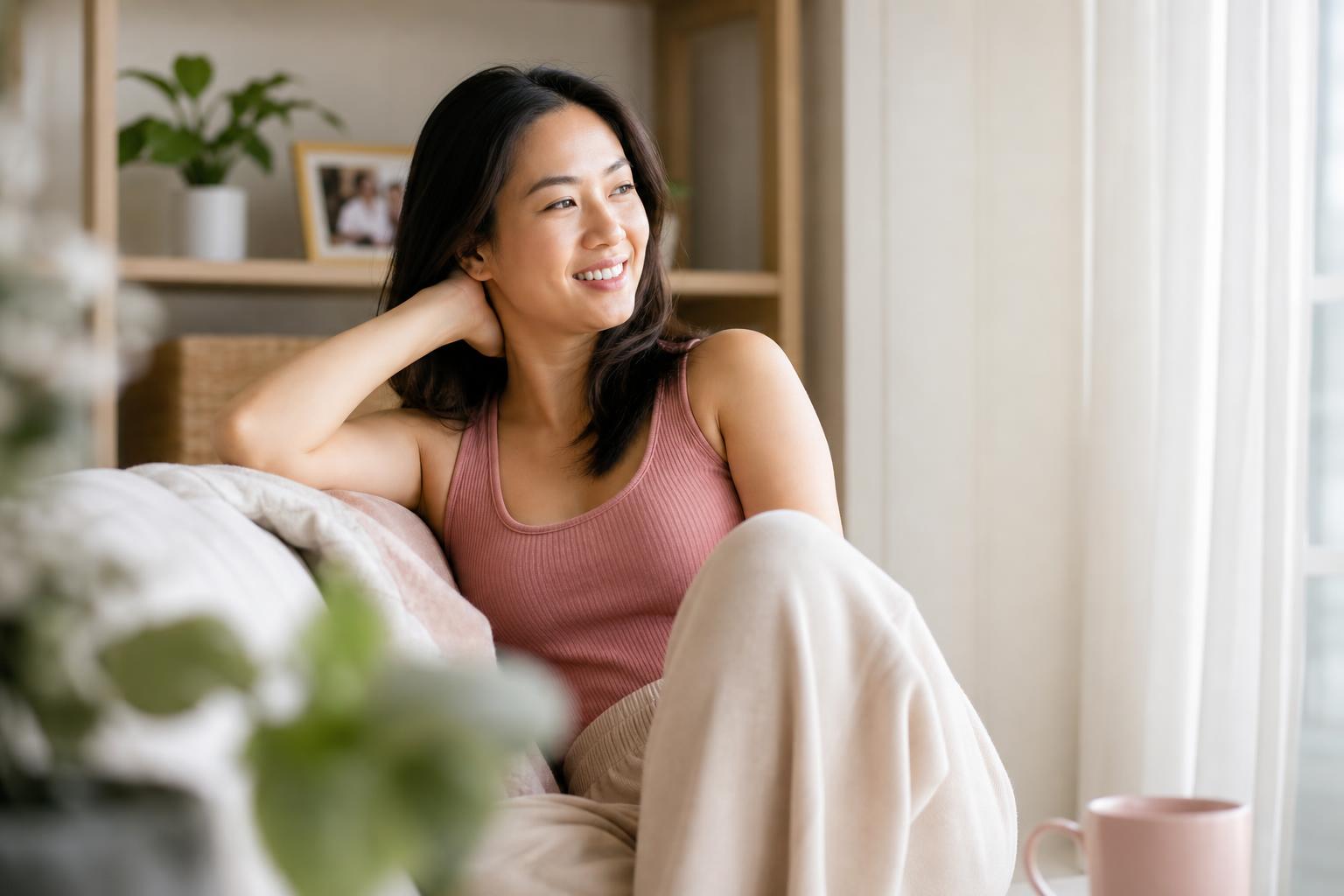 Asian woman at home in Singapore — contraception care