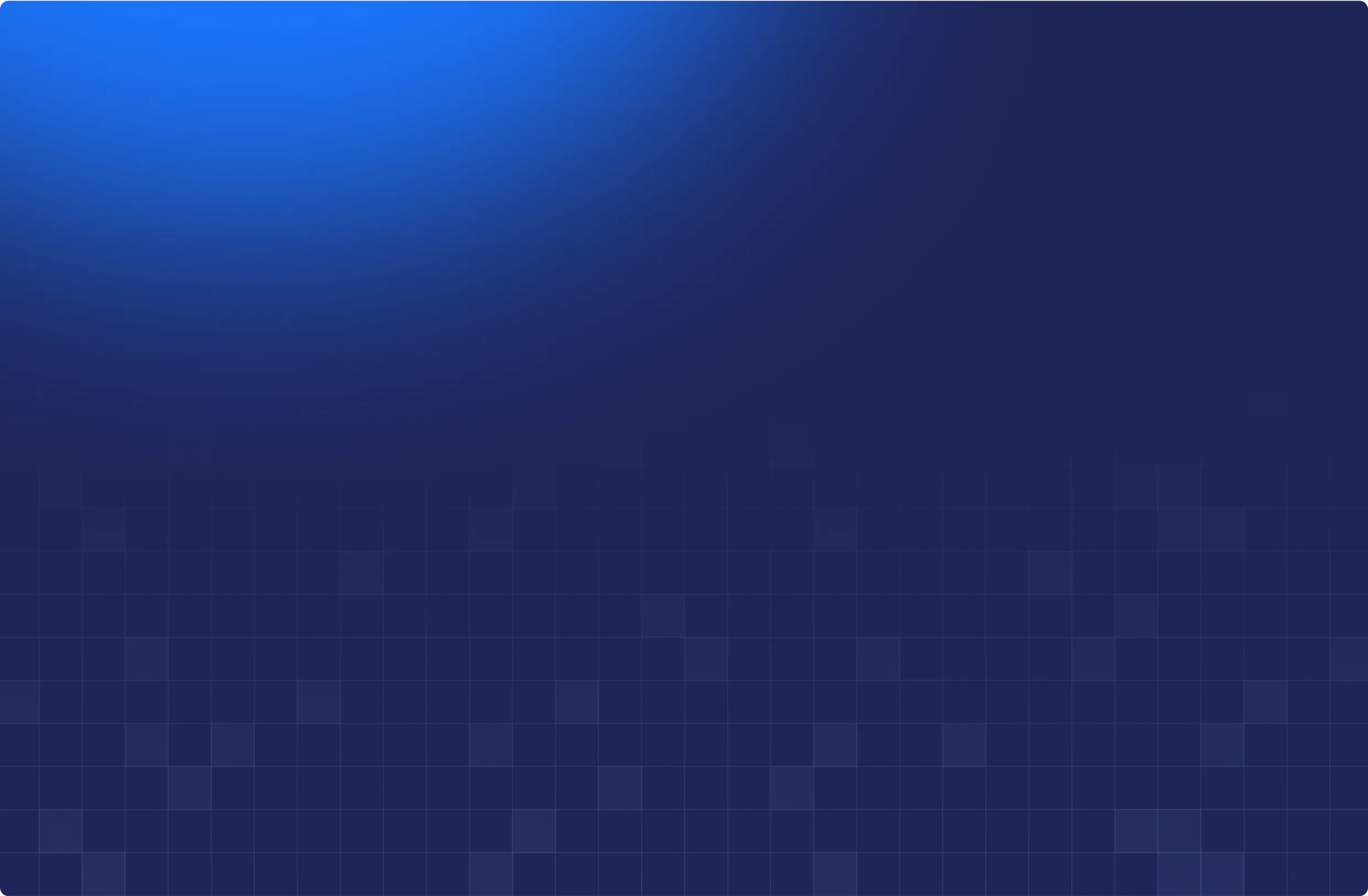Dark blue gradient background with subtle grid pattern and a light blue glow near the top left corner.