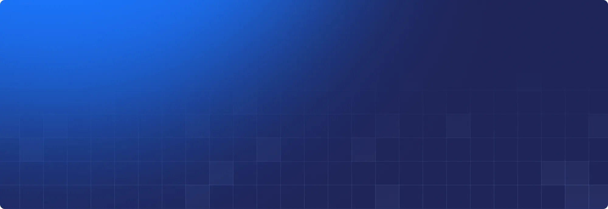 Blue gradient background with a subtle grid pattern and rounded corners.