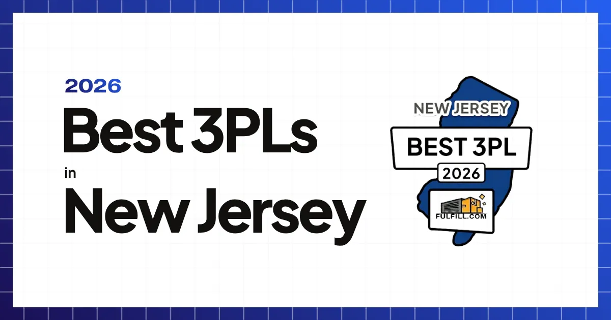 2026 Best 3PLs in New Jersey with a New Jersey state graphic labeled 'Best 3PL 2026' and Fulfill.com logo.