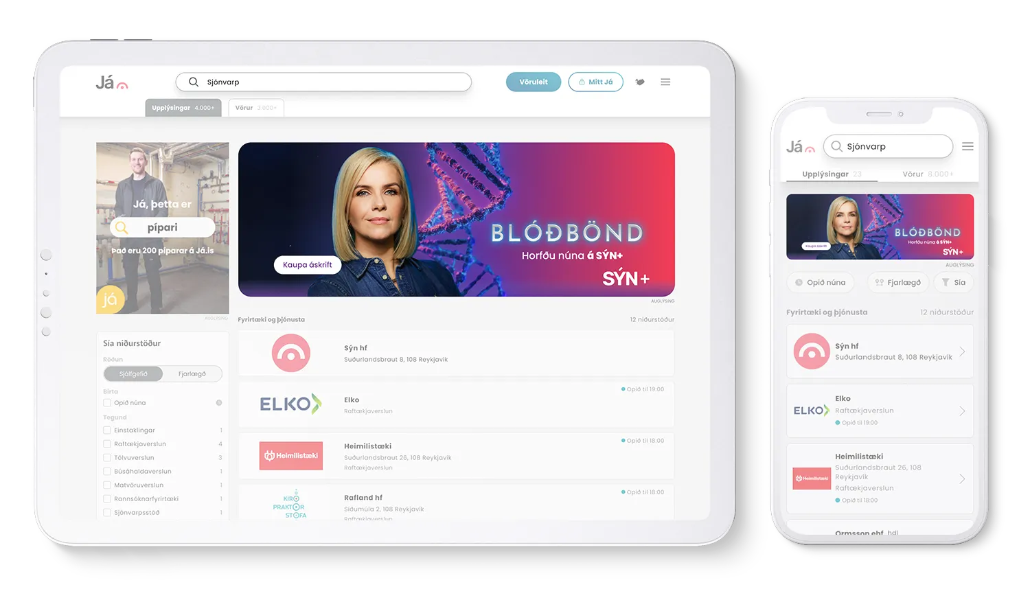 Sýnishorn af leitarborða