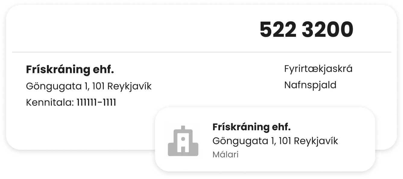 Sýnishorn af leit að símanúmeri