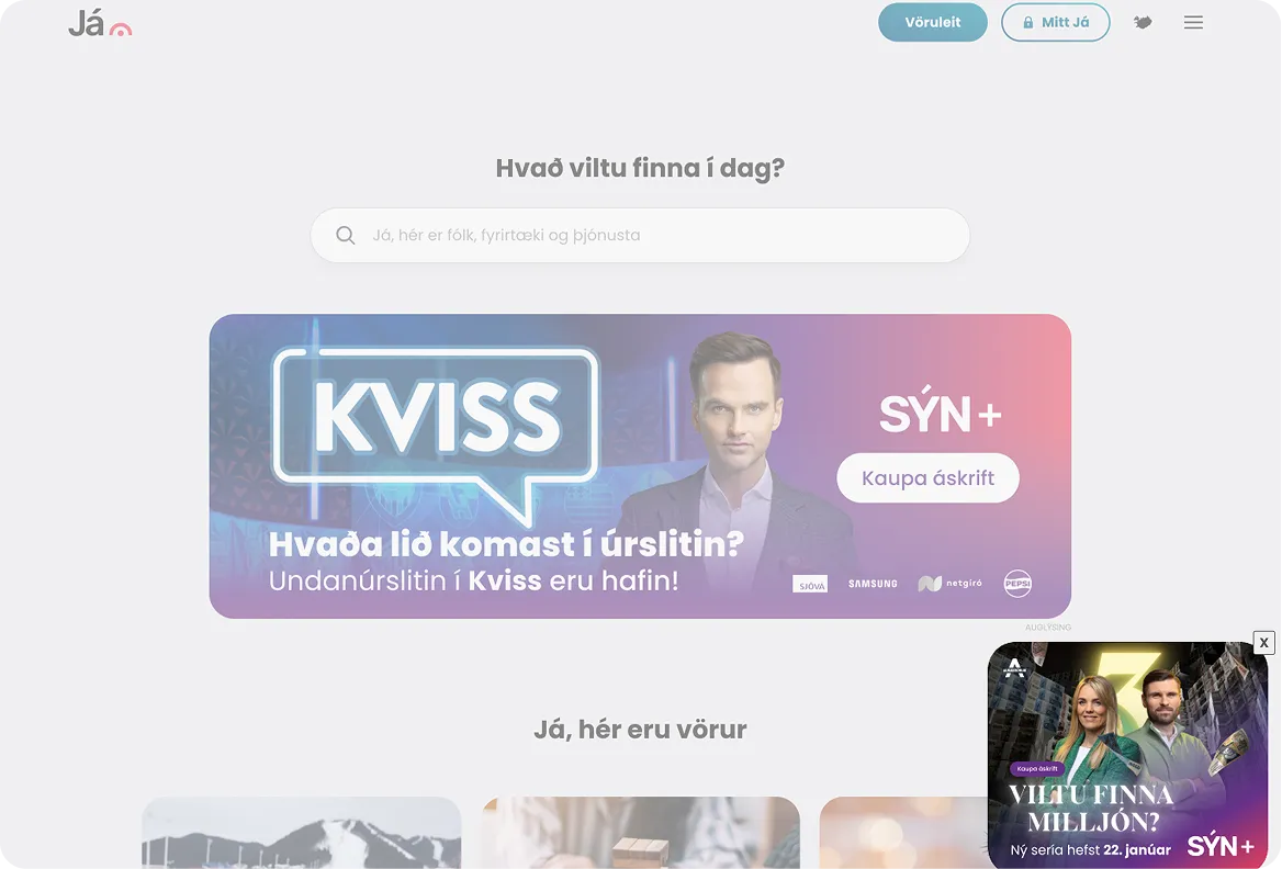 Sýnishorn af vöruauglýsingum í vöruleitinni