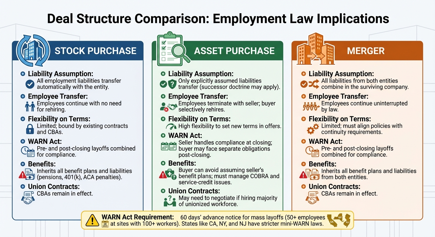 M&A Deal Structure Comparison: Employment Liability and Employee Transfer Guide