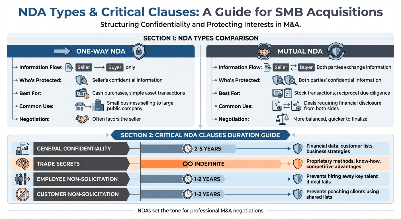 NDA Types and Key Clauses Comparison for SMB Acquisitions