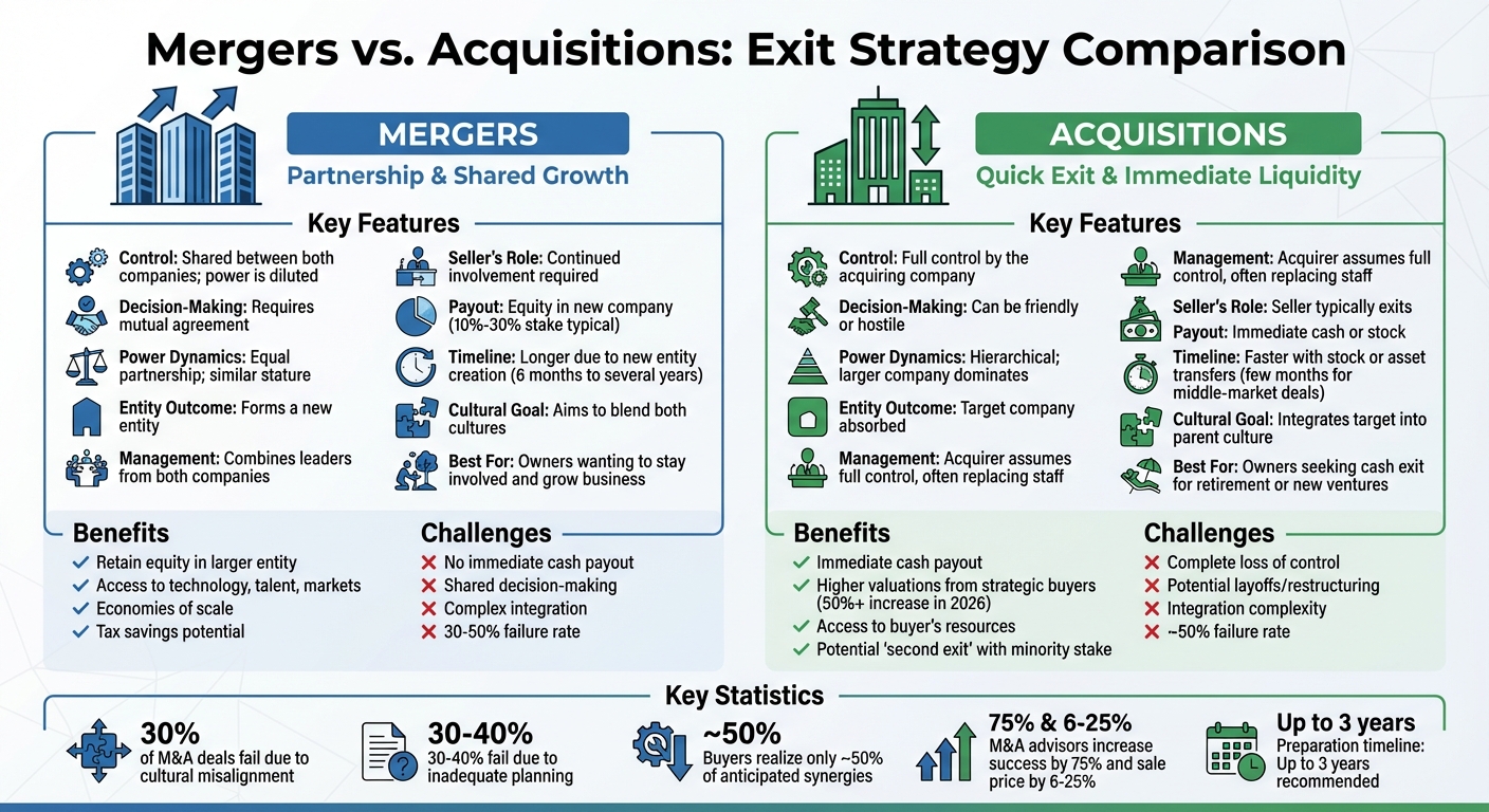 Mergers vs Acquisitions: Key Differences and Exit Strategy Comparison
