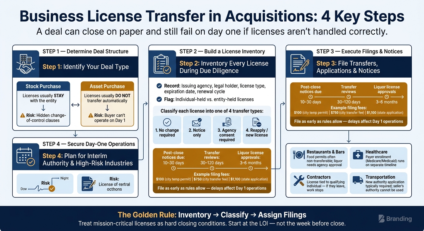 Business License Transfer Process in Acquisitions: 4-Step Guide
