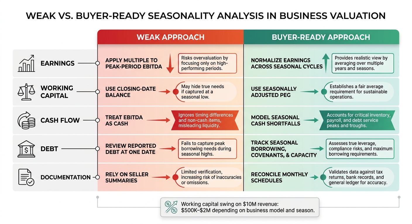 Weak vs. Buyer-Ready Seasonality Analysis in Business Valuation