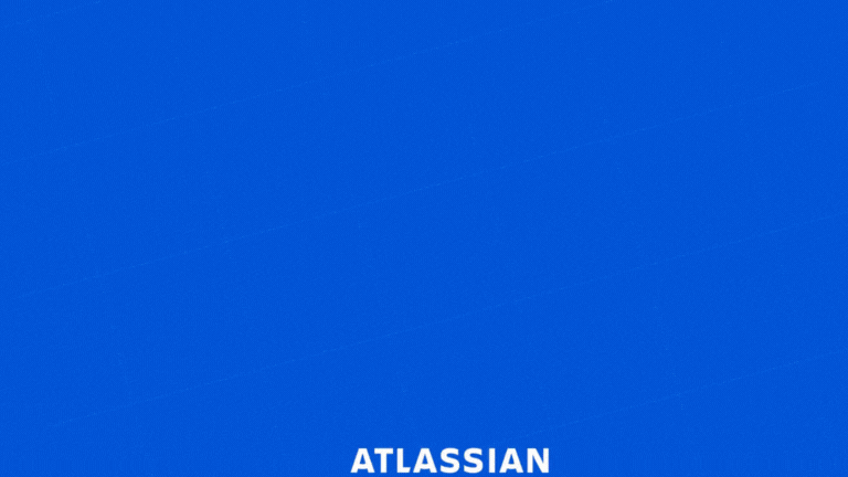 Blue background with the word ‘Atlassian,’ the company behind Trello task management tools