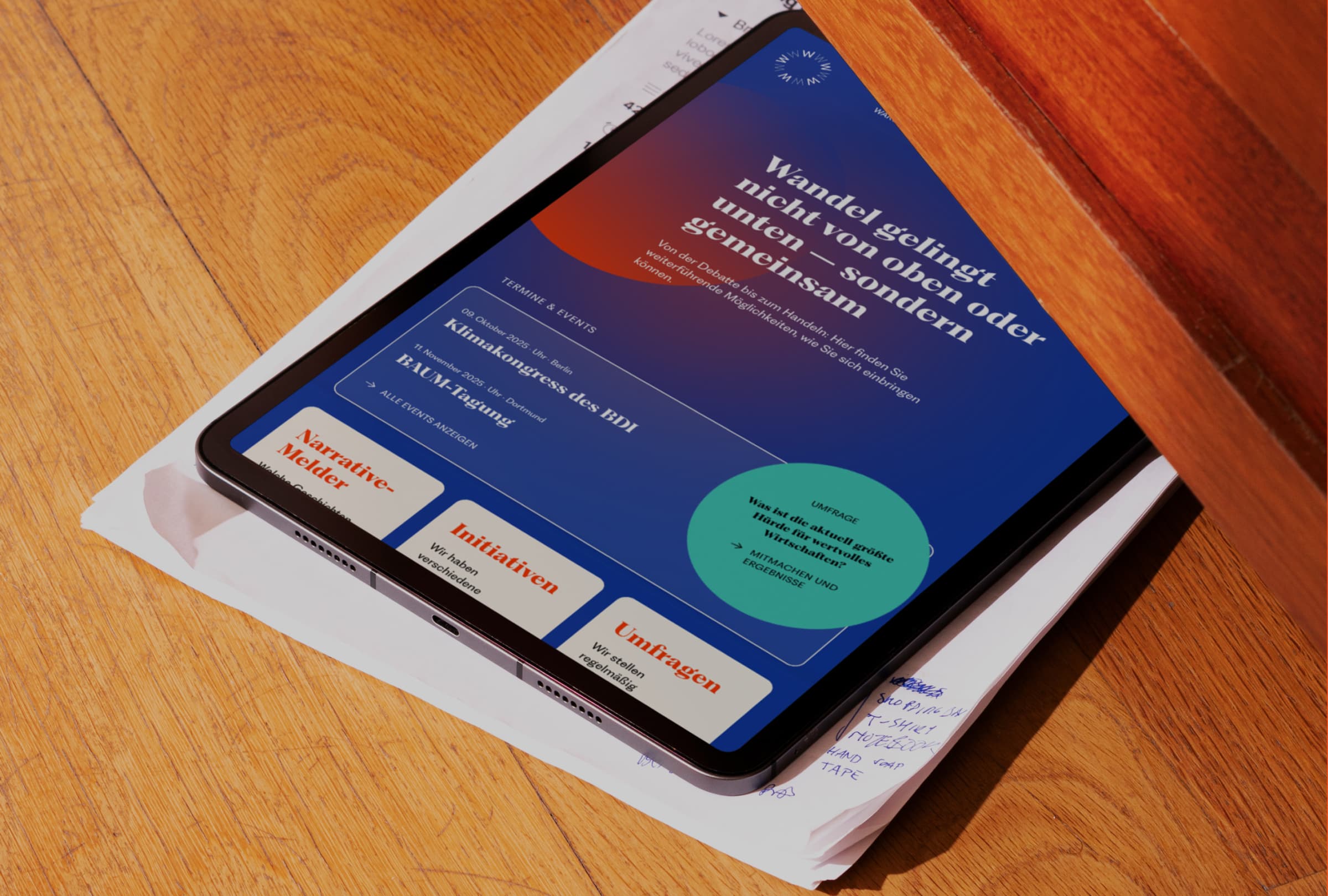 Unterseite »Termine und Events« auf der Website wertvolles-wirtschaften.de für die Initiative Mission Wertvoll