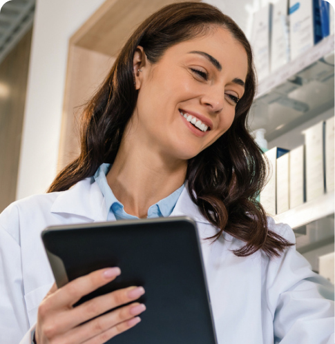 Pharmacist with tablet