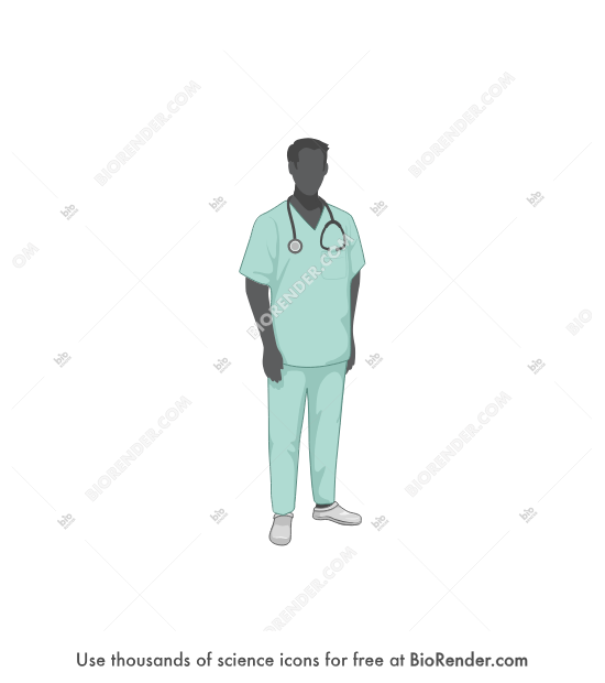 Male (with scrubs) - Editable icon of a male person in scrubs