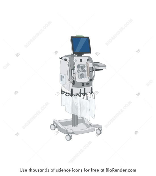 Renal replacement therapy (PrisMax system) - Editable icon of a device designed to give healthcare professionals more confidence in the delivery of continuous renal replacement therapy (CRRT) and therapeutic plasma exchange (TPE) therapies.