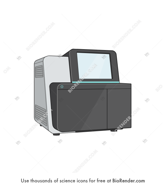 Sequencer (Illumina NextSeq 500) - Editable icon of A sequencing system that offers a simple, fast, end-to-end solution for characterization of any genome.