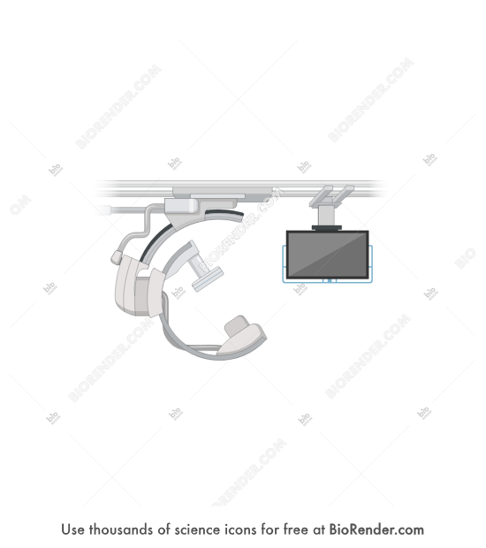X-ray machine (C-arm) - Editable icon of An x-ray machine with C shape arm and monitor