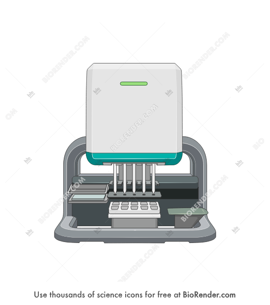 Reagent dispenser (dragonfly discovery) - Editable icon of the spt labtech dragonfly discovery reagent dispenser with 4 positive displacement syringes