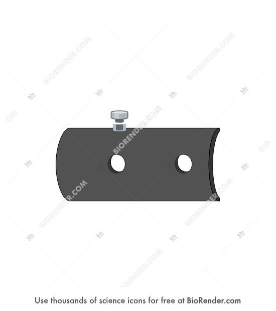Rodent blood pressure tail cuff setup (inner tube) - Editable icon of A rectangular panel with two holes horizontally in the middle and a screw above the hole on the left 