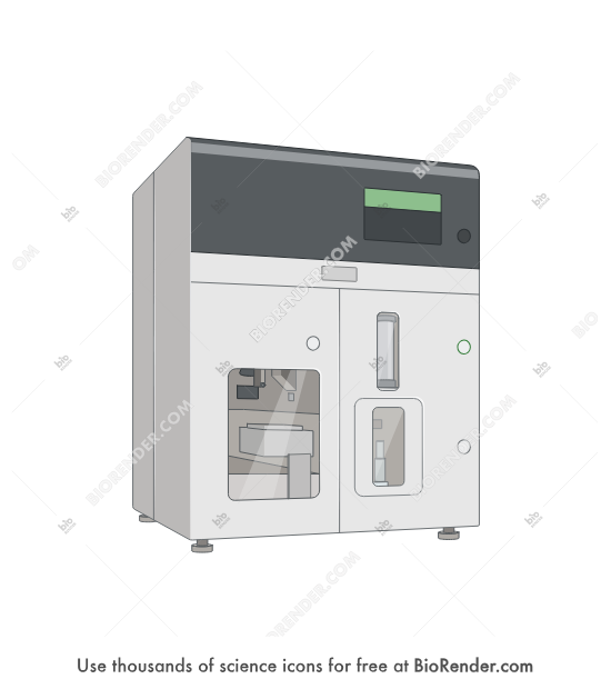 SH 800S cell sorter - Editable icon of The benchtop SH800S cell sorter permits sorting of a wide range of cell sizes for many applications using the 70-μm, 100-μm, and 130-μm microfluidic sorting chips.