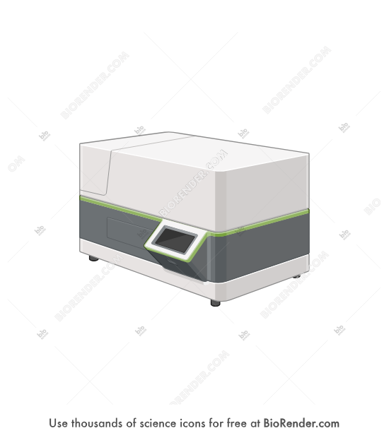 Sample analyzer (nanoString SPRINT Profiler) - Editable icon of cuboidal sample analyzer with a protruding screen