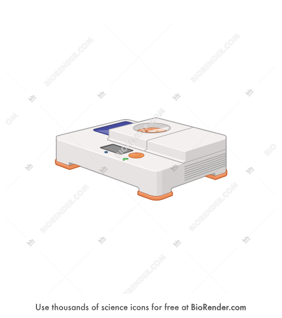 Portable DNA laboratory (Bento Lab) - Editable icon of A portable mini lab in a 3/4 view, with its lids closed for the centrifuge and thermocycler 