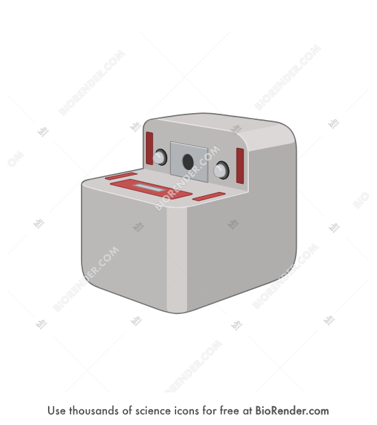 Portable heater (main unit) - Editable icon of a cuboidal main unit of a portable heater with a cutout section at the front, seen in a 3/4 view