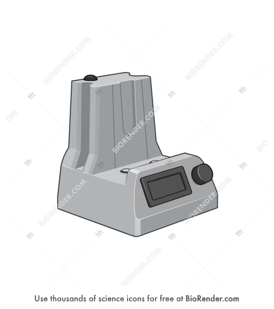 Vertical wheel bioreactor (single-use) - Editable icon of a single-use vertical wheel bioreactor in a 3/4 view
