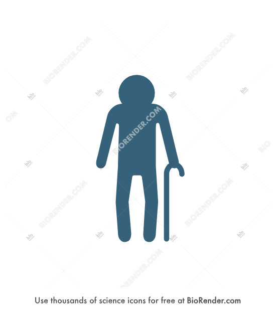 Person (symbol, elderly man) - Editable icon of an elderly person standing hunched with a cane