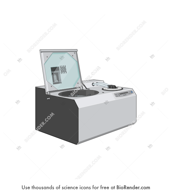 Vacuum concentrator - Editable icon of a vacuum concentrator with the lid open, seen in a 3/4 view