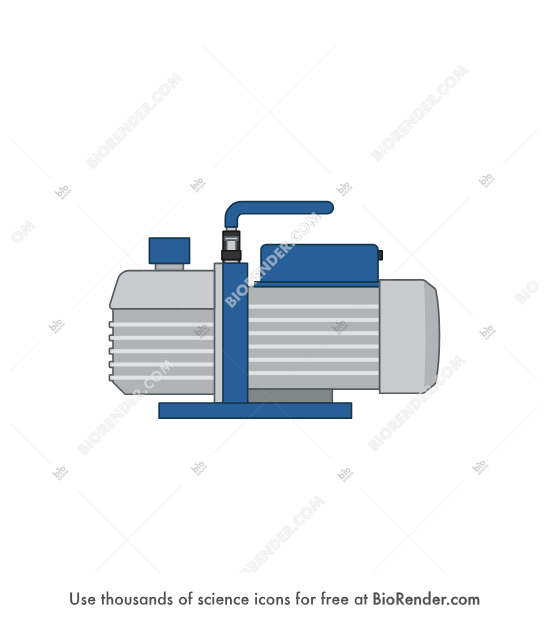Vacuum pump (schematic) - Editable icon of a schematic representation of a vacuum pump in front view with a fan, tank, motor, and base
