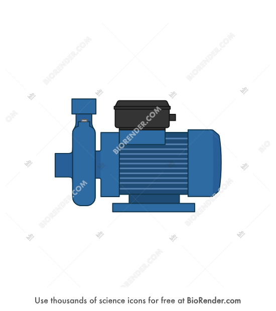 Water pump (schematic) - Editable icon of a schematic representation of a water pump in front view with an impeller, shaft, and pipes