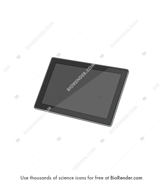 Tablet 2 - Editable icon of a horizontal digital tablet in a 3/4 view 