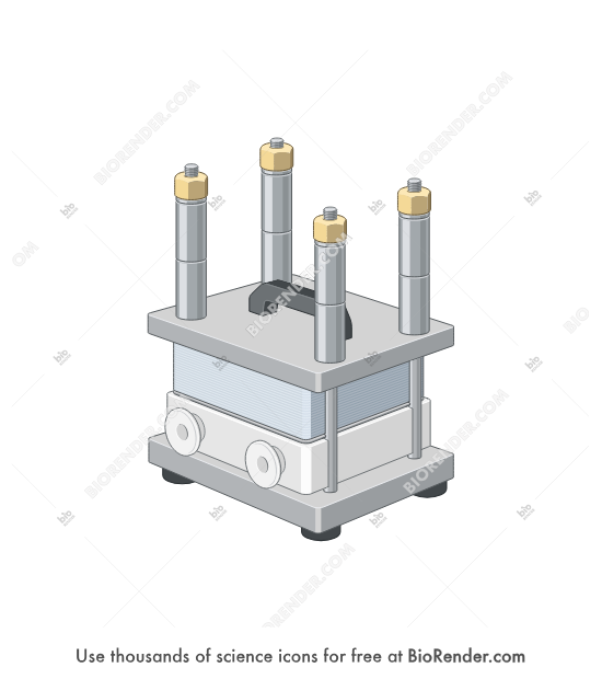 Tangential flow filtration (TangenX) - Editable icon of a tagenX tangential flow filtration set up in a 3/4 view