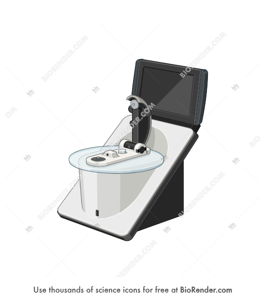 Spectrophotometer (NanoDrop One) - Editable icon of an open NanoDrop One spectrophotometer in a 3/4 view