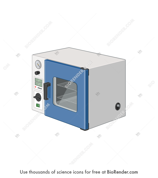 Vacuum oven - Editable icon of vacuum oven with door with glass window, controller, gauges, drying chamber, and removable shelf