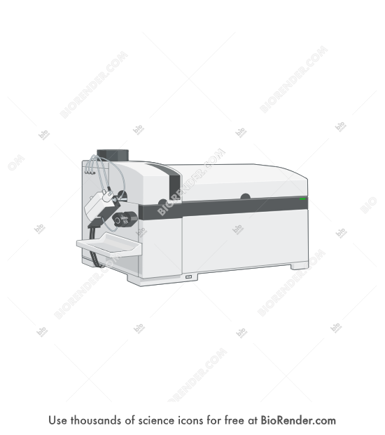 Triple quadrupole ICP-MS (Agilent 8800) - Editable icon of an agilent 8800 triple quadrupleI iductively coupled plasma mass spectrometer in a 3/4 view