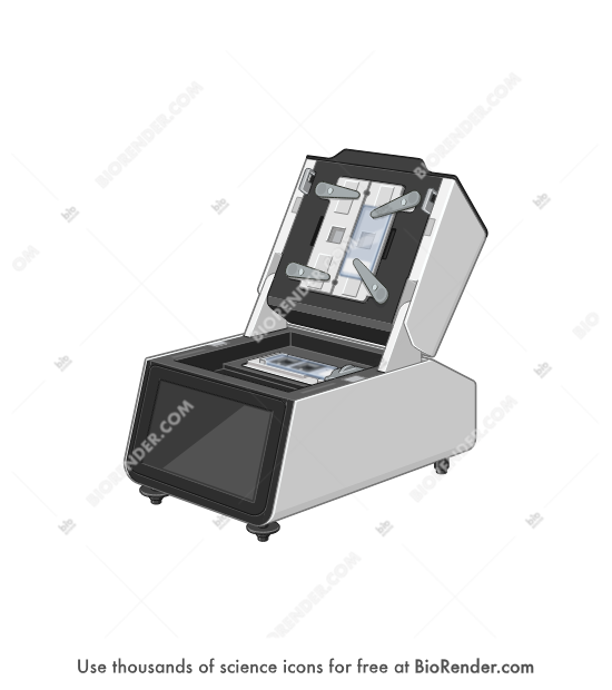 Visium CytAssist instrument - Editable icon of a Visium CytAssist instrument in a 3/4 view in an open configuration