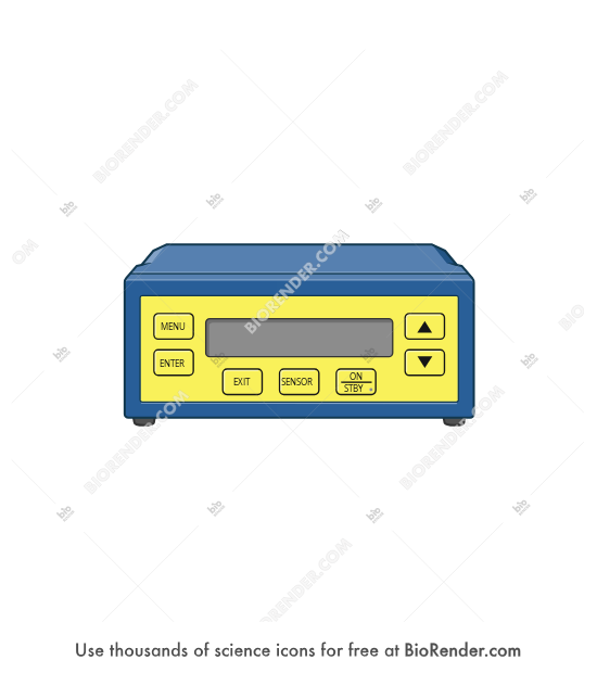 Sensor monitor (SciLog) - Editable icon of frontal view of a sensor monitor with display screen, buttons, and short legs