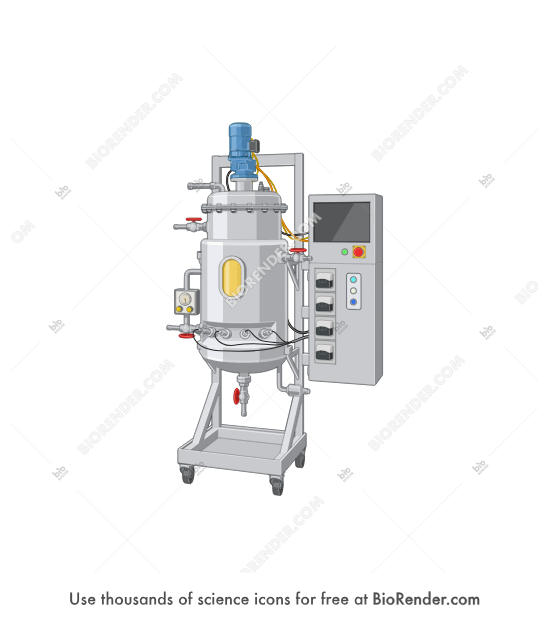 Stirred tank bioreactor (medium scale) - Editable icon of a medium scale stirred tank bioreactor in a 3/4 view