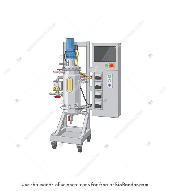 Stirred tank bioreactor (small scale) - Editable icon of a small scale stirred tank bioreactor in a 3/4 view