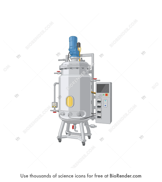 Stirred tank bioreactor (large scale)  - Editable icon of a large scale stirred tank bioreactor in a 3/4 view